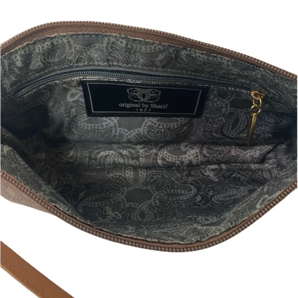 Original Sharif Luxury Purse Classic Logo Design Handbag Neutral Brown Gold Tan